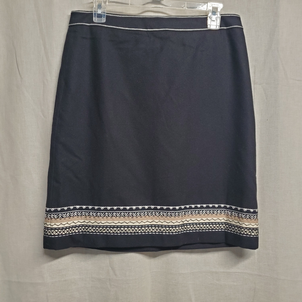 LOFT Black Pencil Skirt with Cream Accents